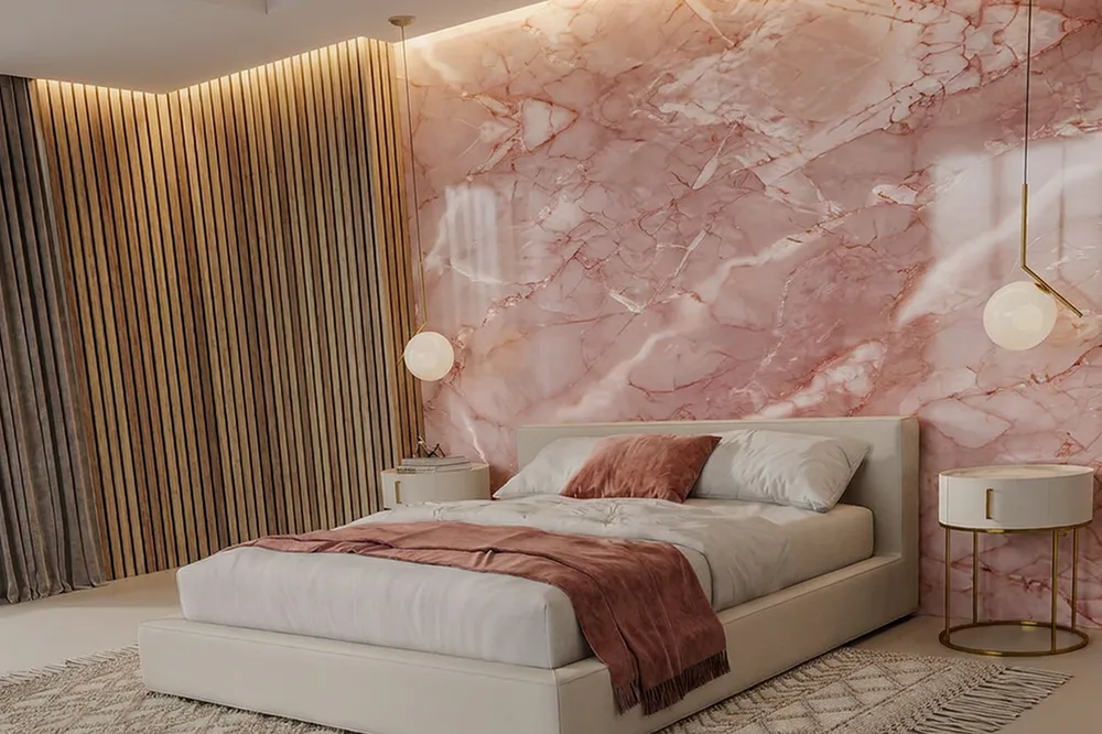 Dormitorio después con panel Rosa