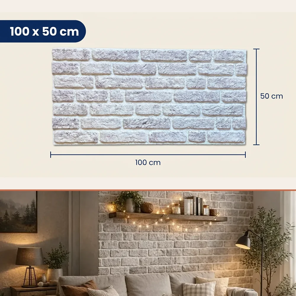 Painel 3D de Tijolo 1702 EPS Cinza Claro – Isolante – Interno/Externo – 100x50x2 cm