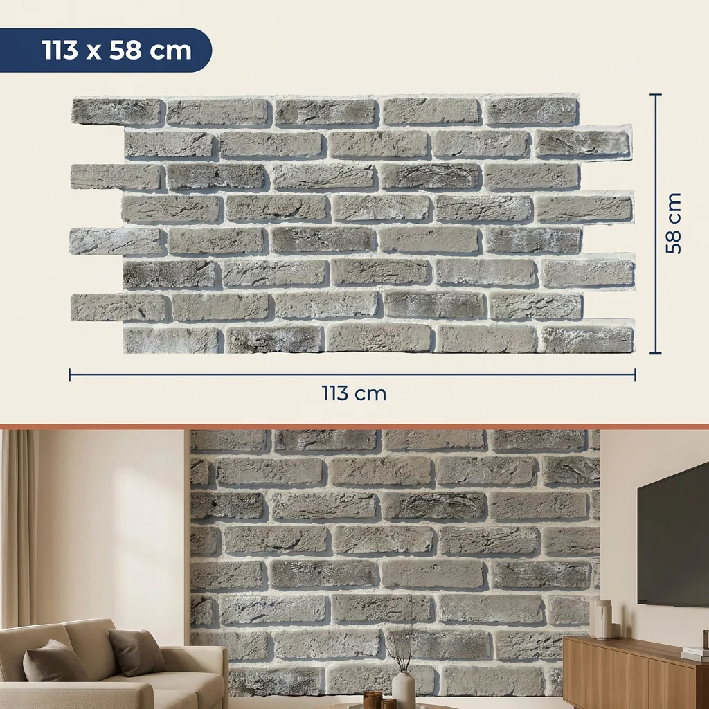 Painel 3D de Tijolo Metro Stone 113x58 cm