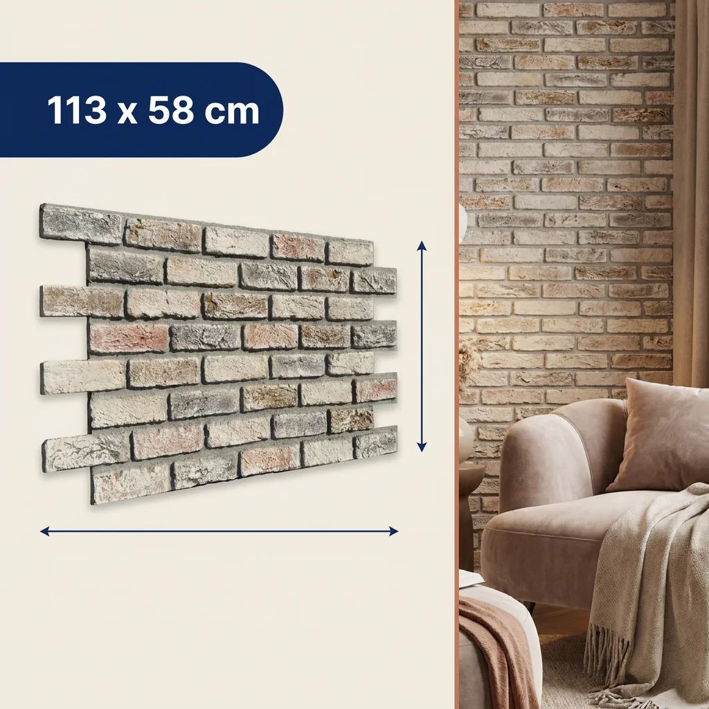 Painel 3D de Tijolo Artisan Brick 113x58 cm