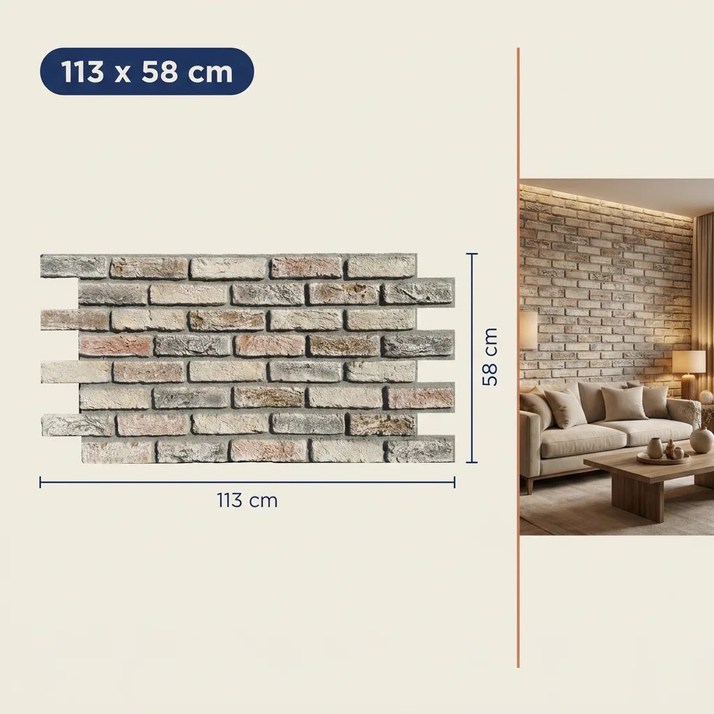 Painel 3D de Tijolo Artisan Brick 113x58 cm
