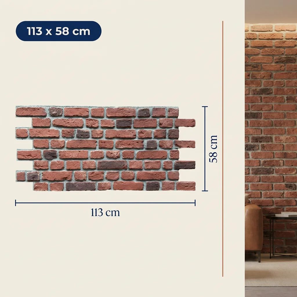 Painel 3D de Tijolo PU Kloostermoppen 113x58x3 cm