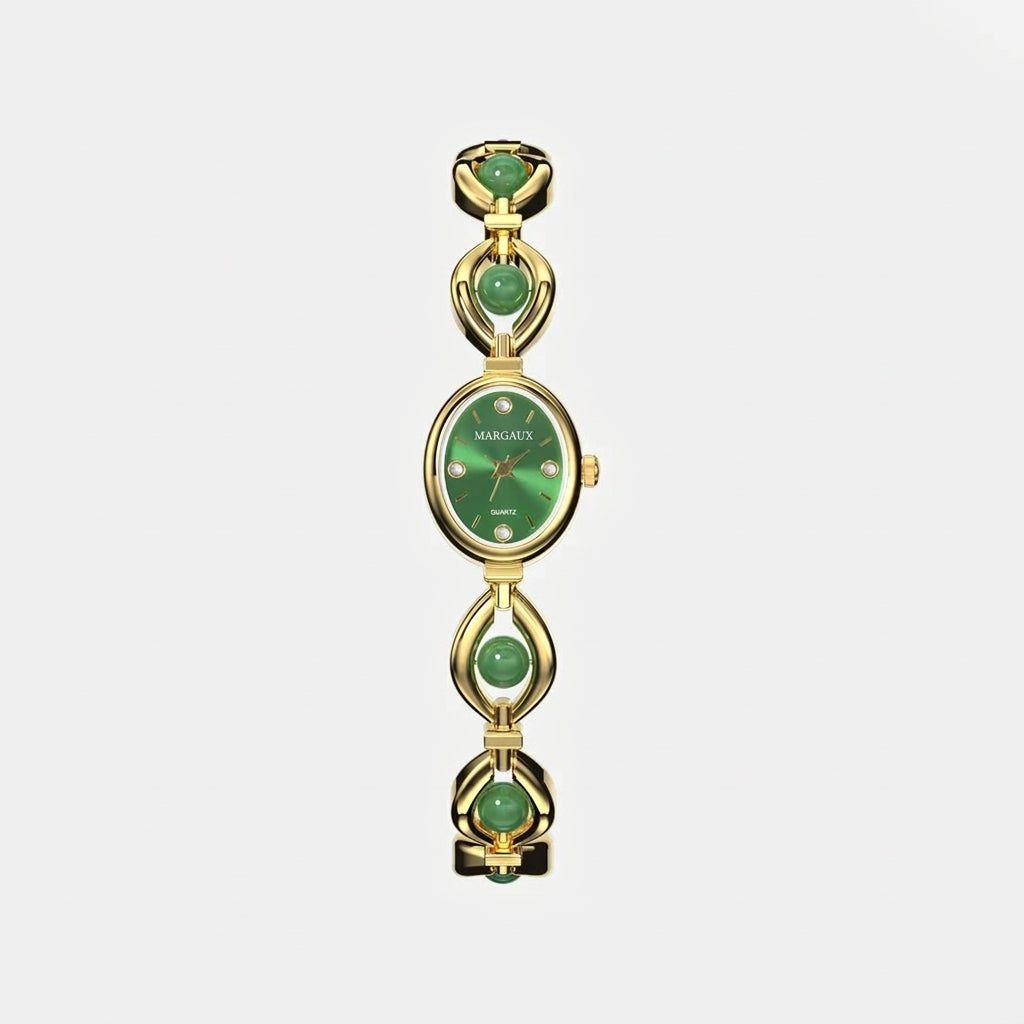 Relógio Bracelet — Dourado + Esmeralda