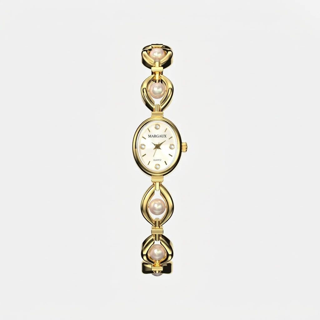 Relógio Bracelet — Dourado + Pérola