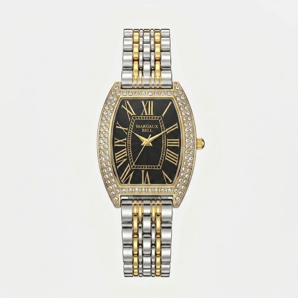 Relógio Tonneau — Cristal + Ônix