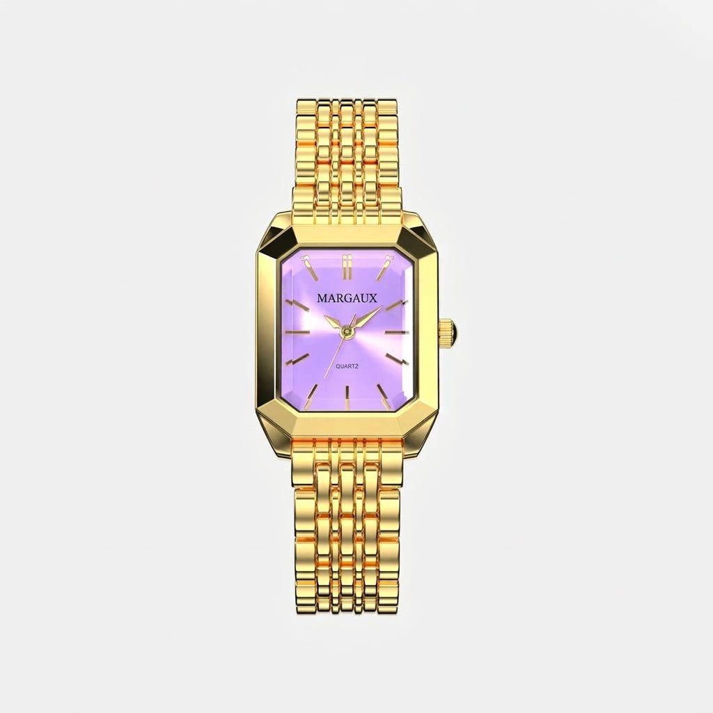 Relógio Tank — Dourado + Rosé
