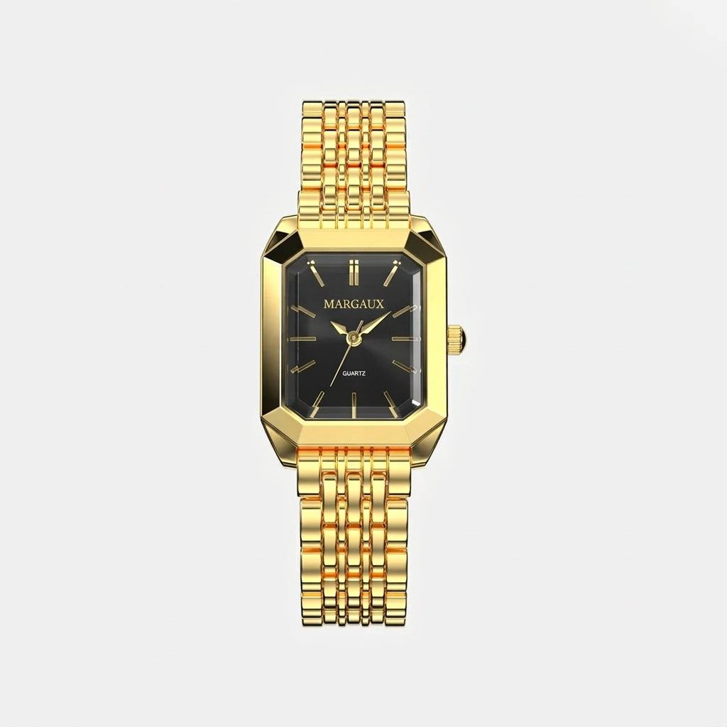 Relógio Tank — Dourado + Ônix