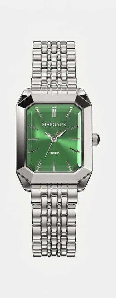 Tank Watch — Silver + Emerald